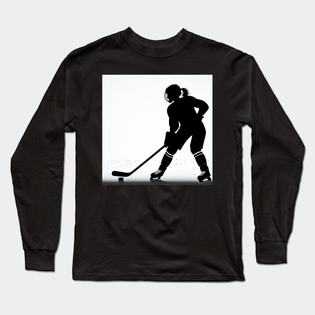 Hockey player with puck Long Sleeve T-Shirt by Print Forge